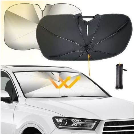 Pare-Soleil Voiture Pare-Brise Avant, Auto Pliable Pare-Brise-Soleil Parapluie Couverture avec 360° Réglable Flexible Tige, Pare-soleils De Protection UV Intérieur De Pare-Brise de Voiture (1/4)