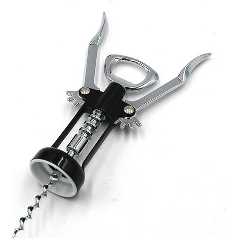 Schwarzer Flaschenöffner, 4 x 17 cm, 1 Flaschenöffner für Wein, Bier und andere Getränke manuell, einfach, zur Wandmontage, multifunktional. (1/5)