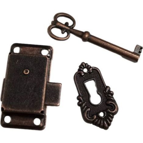 Serrure de porte d'armoire ancienne, ensemble de serrures anciennes - avec clés et vis - pour boîtes aux lettres, casiers et armoires (1/4)
