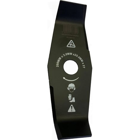Lem Select – Lame de débroussailleuse 2 dents courbée 200 mm – Acier nickel pour débroussaillage intensif – Épaisseur 3 mm – Alésage 25,4 mm