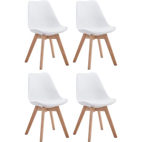 Set di 4 sedie per visitatori in similpelle Borneo bianco natura