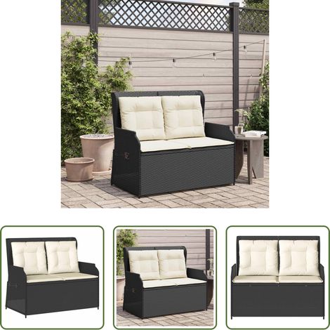 Poly-Rattan - Gartenbank Schwarz Poly-Rattan (1/5)