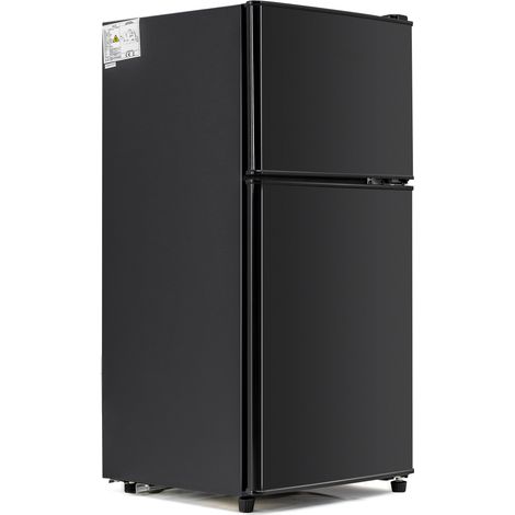 Mini frigo combiné noir 60L deux portes, congélateur 22L 4, classe E économe, étagères modulables LED intérieur (1/5)