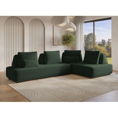 Canape dangle reversible en tissu bouclette vert kaki isaora (1/5)
