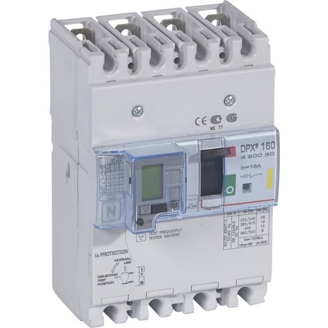DISJONCTEUR MAGNETOTHERMIQUE DPX3 160 MT+DIFF 4P 16A 16KA LEGRAND 420030