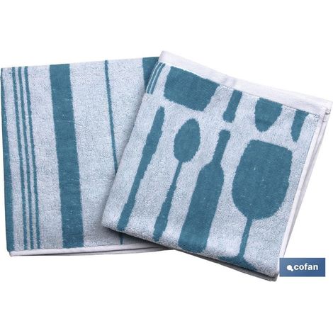Pack 2 paÑos cocina 50x50 azul modelo malbec