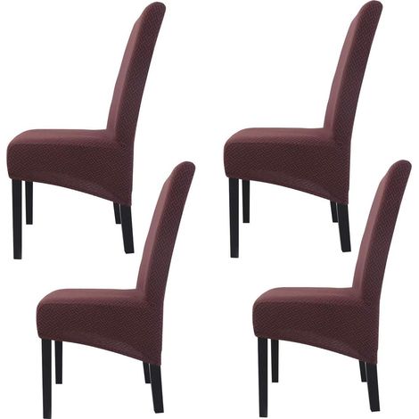 EASYCOMFORT Lot de 4 housses de chaise de salle à manger de grande taille, housses de chaise de salle à manger, extensibles, lavables et amovibles (café, lot de 4) (1/5)