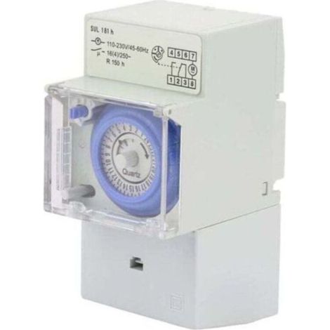 Horloge Modulaire, 110-230V SUL181H Interrupteur à Minuterie, Horloge Modulaire pour Chauffe Eau, Minuterie Mécanique Étanche Programmable 24H, pour éclairage équipement électrique de (1/4)