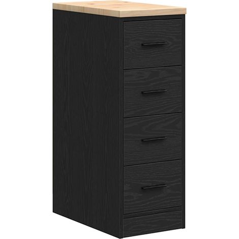 Mobile contenitore da garage 30 x 51 x 85 cm con robusto piano di lavoro design moderno in legno nero 020051378