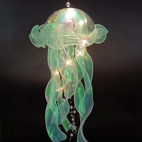 Nouvelle lanterne méduse tendance, idéale pour les marchés nocturnes, jouet lumineux, veilleuse portable, décoration d'ambiance, lampe méduse verte. (1/5)