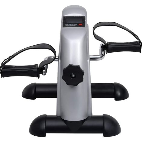 Mini vélo d'appartement pédalier bras et jambes écran LCD fer argent noir 34,5 x 24 x 31 cm (1/5)