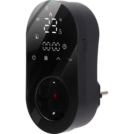 Prise thermostat programmable à affichage numérique LED pour chauffage au sol AC 16 A, noire (1/5)