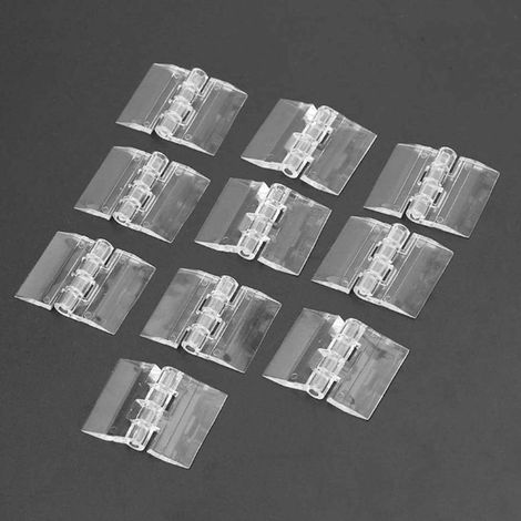 Lot de 10 charnières pliantes en plastique transparent résistant, en acrylique transparent Perspex, 25 x 33 mm