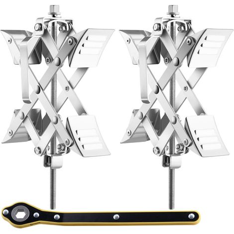 Cales de roue stabilisatrices en X pour camping-cars et caravanes, pneus de 1,5" à 10", 2 jeux avec clé et sac de rangement. (1/5)