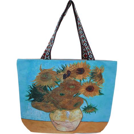 Borsa a tracolla con cerniera e stampa fronte-retro "Girasoli di Van Gogh" (1/5)