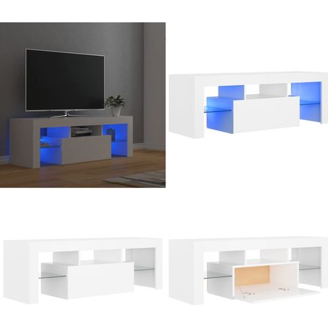 TV-Schrank mit LED-Leuchten Weiß 120x35x40 cm - TV Schrank - Holzwerkstoff Möbel - Weißer TV Stand - LED Beleuchtung - Wohnzimmer Dekoration - Home & Living (1/5)