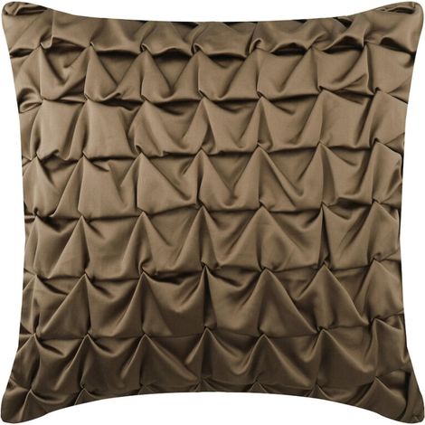 Dekorativer Kissenbezug, braun, 45 x 45 cm, geknotete Satinstruktur, einfarbiges Muster, moderner Stil – Dreaming Satin