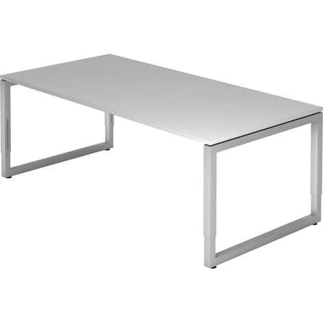 bümö Schreibtisch Serie-R Rechteck: 200 x 100 cm Grau Silber (1/5)