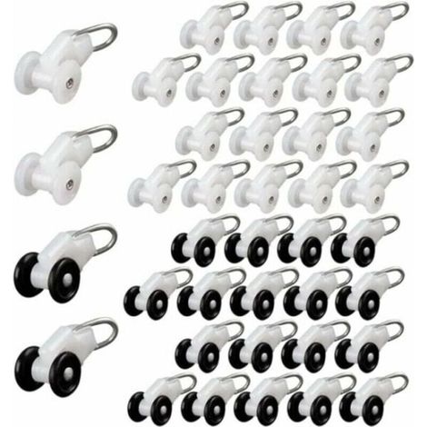 Roulettes coulissantes pour rideaux (40 pièces) pour tringle à rideaux avec crochets de pergola