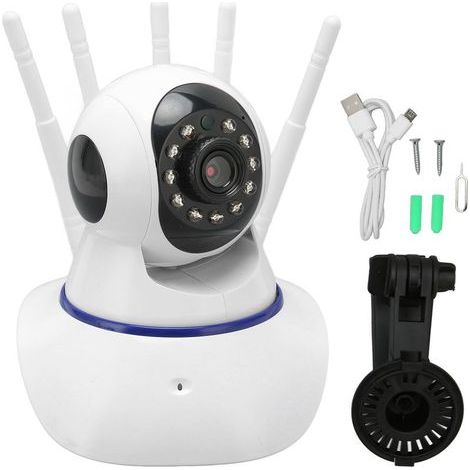 Caméra sans fil Wifi, conversation bidirectionnelle, Vision nocturne haute définition, pour intérieur et extérieur, prise américaine, large tension (1/5)