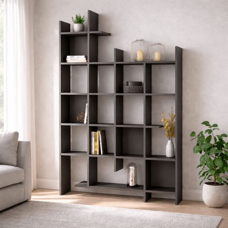 Bücherregal Anthrazit Melamin Manco 122x188x25,5 cm (1/4)