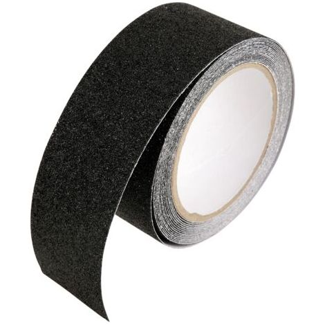 Bande adhésive antidérapante en PVC auto-adhésive 5 cm x 5 m, résistante à l'usure, pour sols de sécurité (noire)