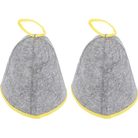 Lot de 2 bonnets de sauna absorbants et isolants, portables, confortables et légers, unisexes, pour hommes et femmes, gris et jaune. (1/5)