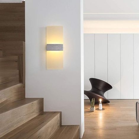 Applique Murale LED Intérieur 6W Blanc Chaud 3000K Lampe Murale en Aluminium et Acrylique Design Moderne Decoration Eclairage LED Luminaire Mural pour Salon Chambre Couloir Salle de Bain 29 cm-Fei Yu (1/5)