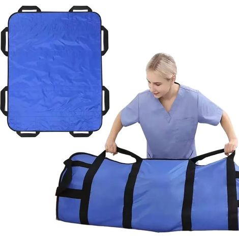 Tappetino multifunzionale per il trasferimento, ausilio per il posizionamento sul fianco, lenzuolo mobile, 120x100 cm, lavabile, per persone a mobilità ridotta, blu (1/3)
