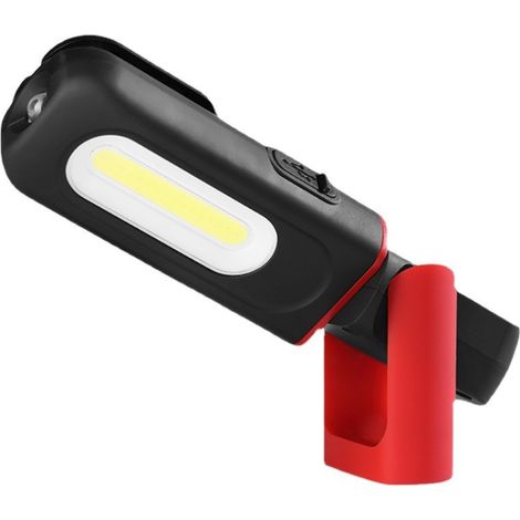 Lampe de travail LED rechargeable, lampe d'inspection 2 en 1 avec rotation à 360 degrés et lampe torche LED COB 5 W avec base magnétique et crochet pour la maison l'éclairage de bricolage (1/5)