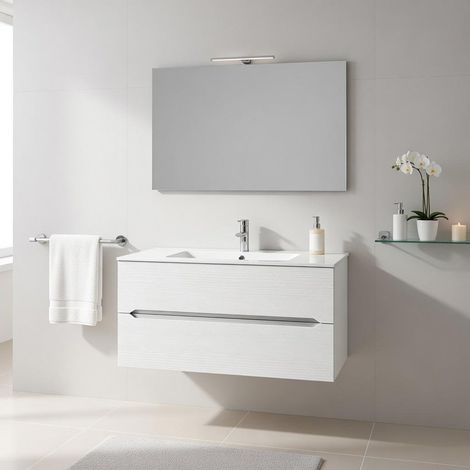Composizione mobile bagno sospeso con cassetti cm 120 mod. TALIA - Larice Bianco (1/4)