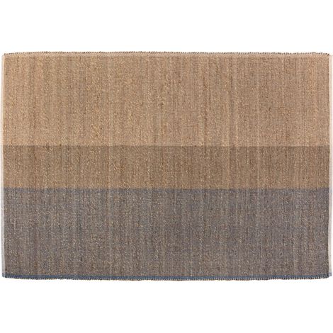 Tapis de Salon Style Bohème en Jonc de Mer et Coton Tissé Main Myosotis 160 x 230 cm - PANGIVO