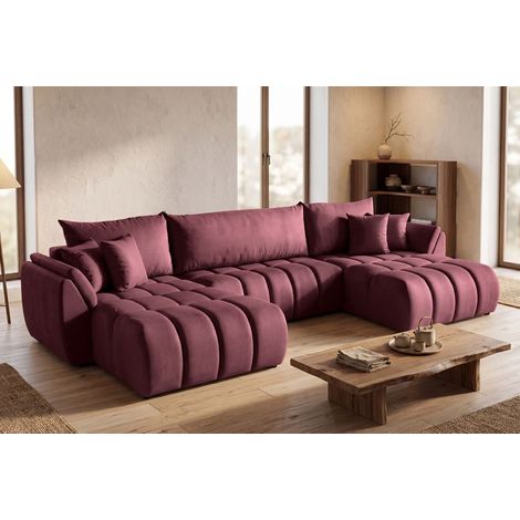 Wohnlandschaft mit Schlaffunktion COLLIN Sofa in Stoff Monolith Weinrot (1/5)