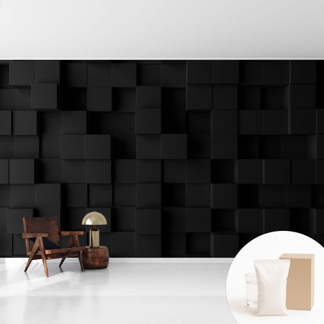 Papier peint intissé décoratif avec colle pour salon chambre et bureau Installation rapide Cubes en trois dimensions 416x254 cm (1/5)
