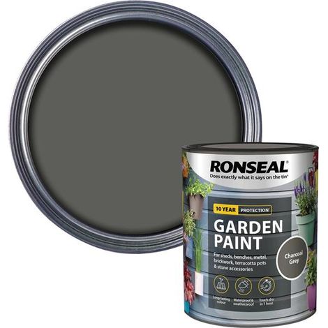 Ronseal Garden Paint Charcoal Grey 750ml - Exterior Outdoor Wood, Shed, and Metal Surface Protection (1/5)