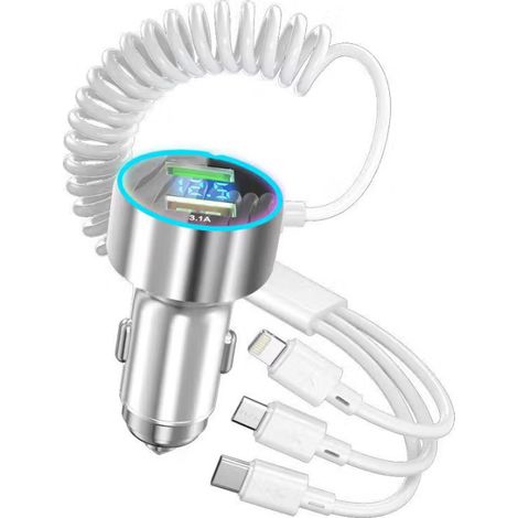 Zigarettenanzünder USB, 130 W [Super & 3,1 A] Autoladegerät, 12V USB Adapter Auto Ladegerät, Schnellladegerät Steckdose, Buchse mit LED-Voltmeter, Kompatibel mit i Phone, Samsung, Tablet (1/5)