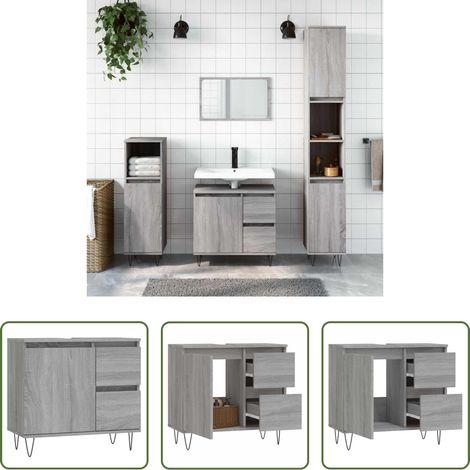 Rangement salle de bain -  Armoire de bain sonoma gris 65x33x60 cm bois d'ingénierie (1/5)
