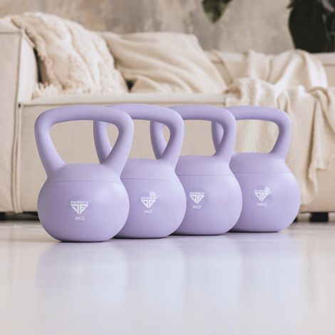 Set mit 4 weichen Kettlebells - Lila (4 kg, 6 kg, 8 kg, 10 kg)