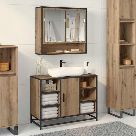 Bathroom Sink Cabinet with Shelf Artisan oak 80 x 33 x 60 cm vidaXL (1/5)