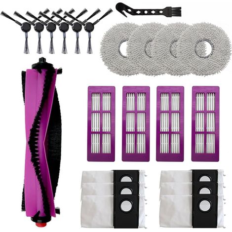 Kit de repuestos para la aspiradora robot Eureka J15 PRO Ultra, 22 piezas (1 cepillo principal + 6 cepillos laterales + 4 filtros + 6 bolsas para polvo + 4 almohadillas de fregona + 1 limpiador). (1/5)