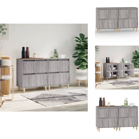 Sideboards 2 Stk. Grau Sonoma 60x35x70 cm Holzwerkstoff - Schreibtisch - Wohnzimmermöbel - Sideboard - Regal - Grau (1/5)