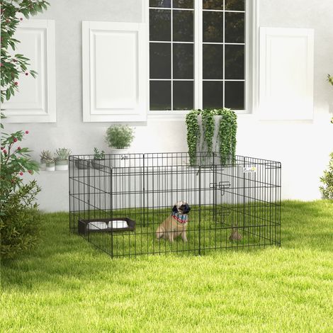 Modulares Laufgitter/Gehege für Hunde, Kaninchen und Nagetiere Kleintierzaun für drinnen und draußen faltbar 8 Paneele (1/5)