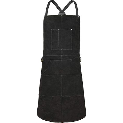 Tablier de cuisine étanche femme et homme avec 10 poches - design croisé dans le dos, réglable M-XXXL, pour chef, jardin et café - noir (1/4)