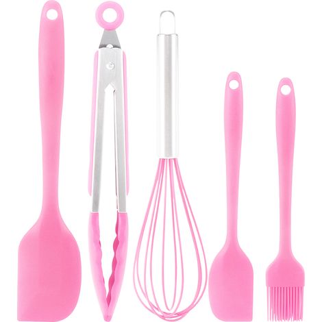 Ensemble Ustensiles Cuisine Silicone - Set 5 Pieces Antiadhésif - Pour Pâtisserie Et Cuisson Quotidienne - Lot De 5 (1/5)