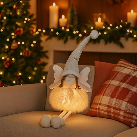 Angelo con luci Led e con gonna luminosa per decorazioni natalizie h 50 cm (1/4)