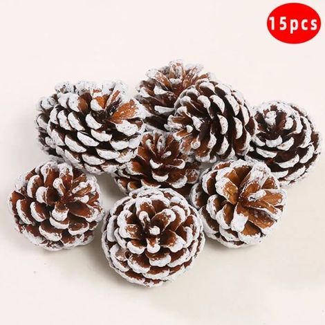 15pcs Mini Pommes de Pin,ANNEFLY Pommes de Pin de Noël Décorations pour Etiquette Cadeau Arbre de Noël Décoration à Suspendre-A (1/4)