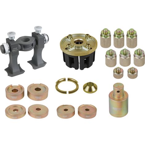 KS TOOLS Juego de herramientas universal para el desmontaje y montaje compacto de rodamientos de rueda, 33 piezas - 440.9998 (1/5)
