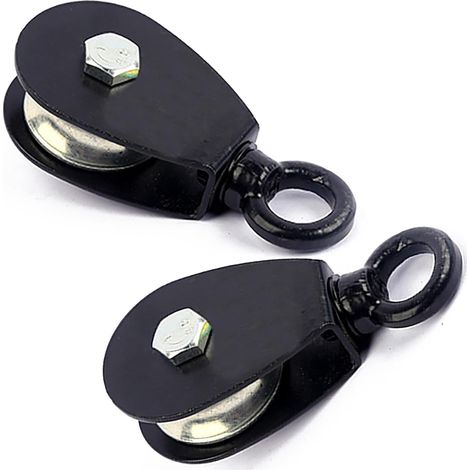 Pulley - Acero 45 - Carga Máxima 100 Kg - Cabeza Giratoria 360° - Para Sistema de Poleas, Cuerda de Tender, Fitness y Bricolaje - 2 Unidades (1/5)