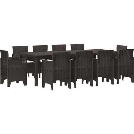 Maison Exclusive - Set da Pranzo per Giardino 11 pz Marrone Polipropilene (1/5)