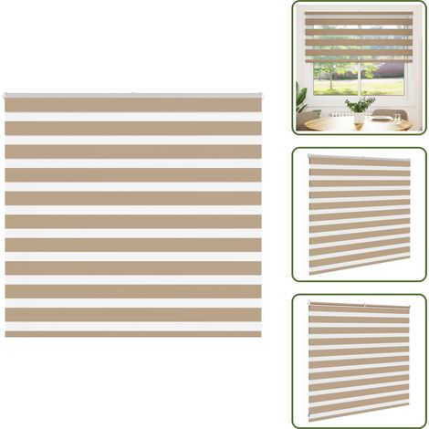Zebrarollo Sandbraun 160x100 cm Stoffbreite 155,9 cm Polyester - Zebra-Jalousie - Zebra-Jalousien - Zebra-Rollo - Doppelrollo (1/5)